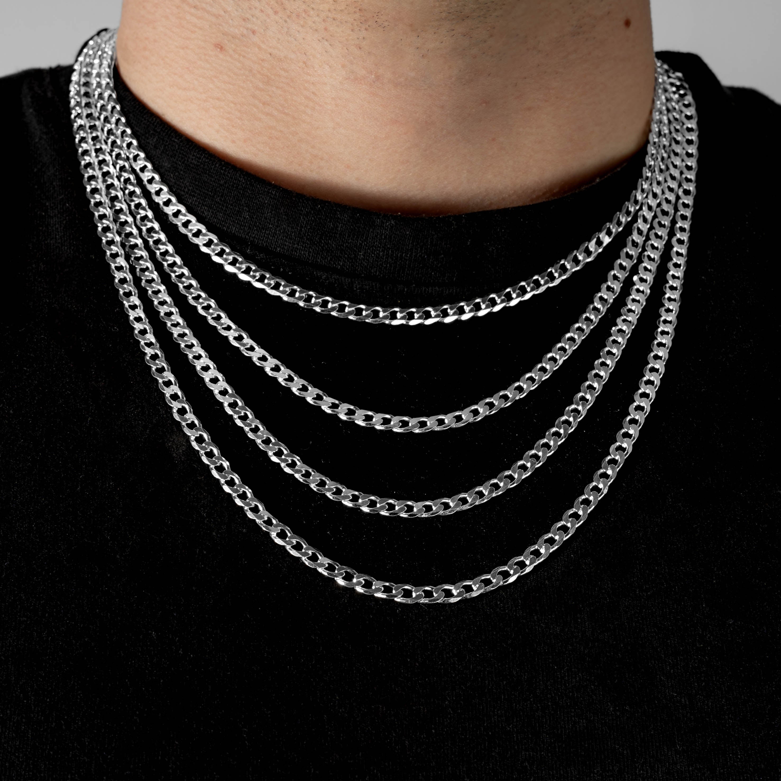 925 Sterling Silber 4.2mm Curb Kette