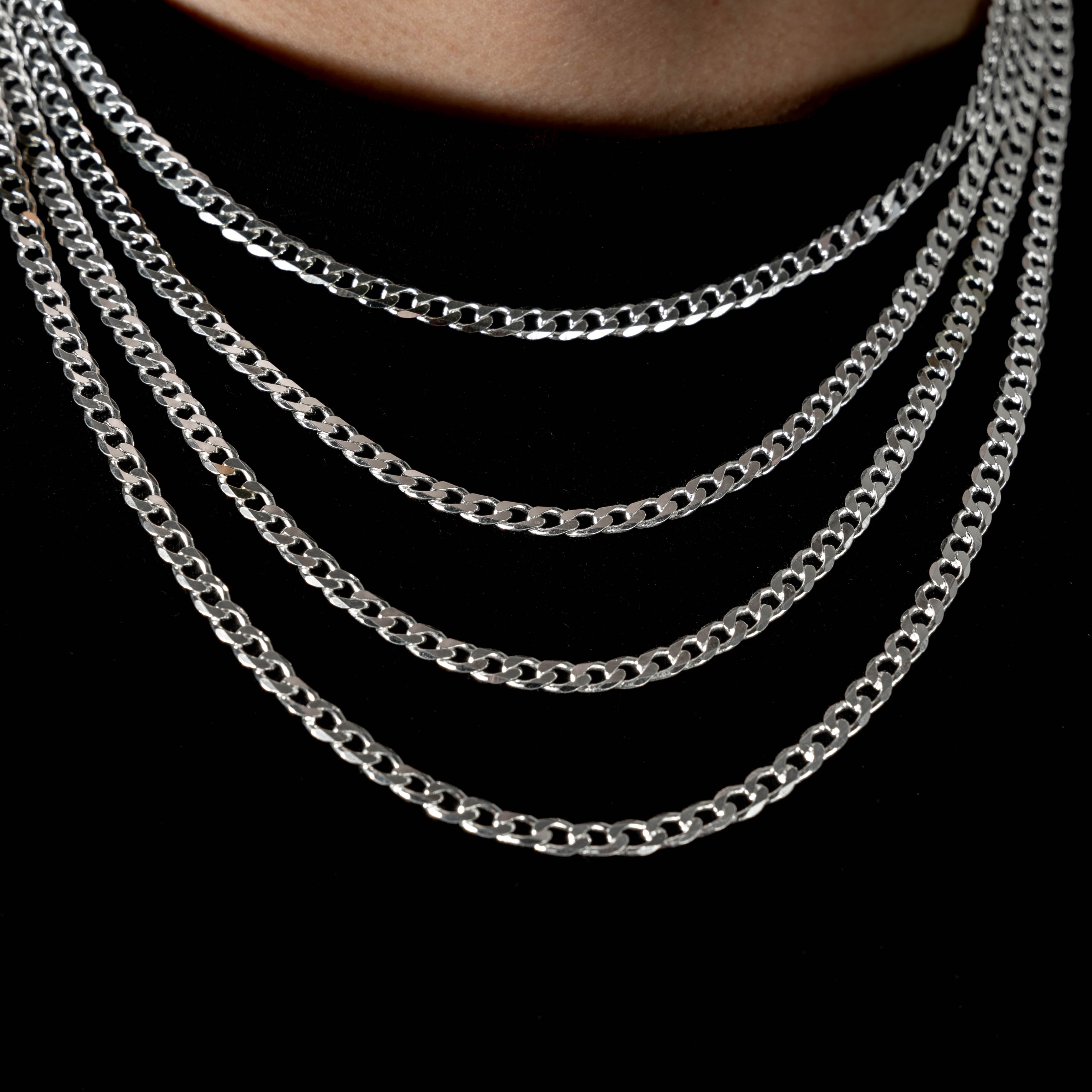 925 Sterling Silber 4.2mm Curb Kette