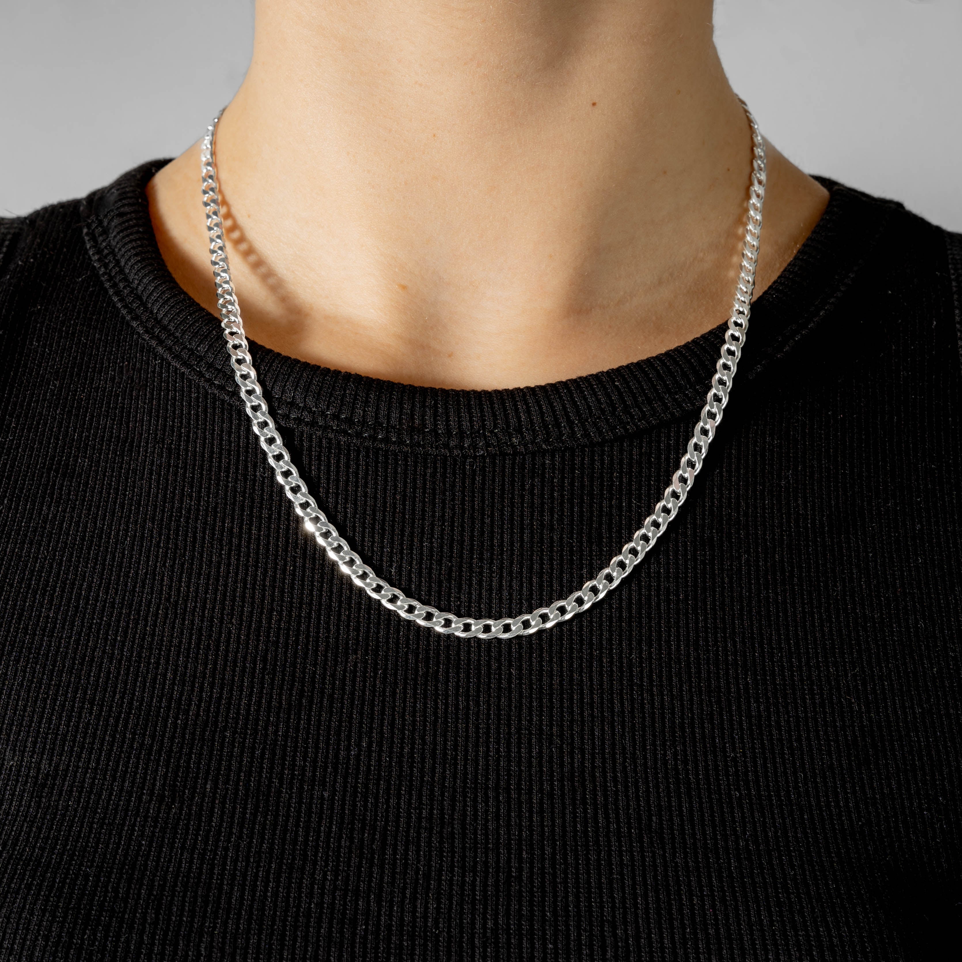 925 Sterling Silber 4.2mm Curb Kette