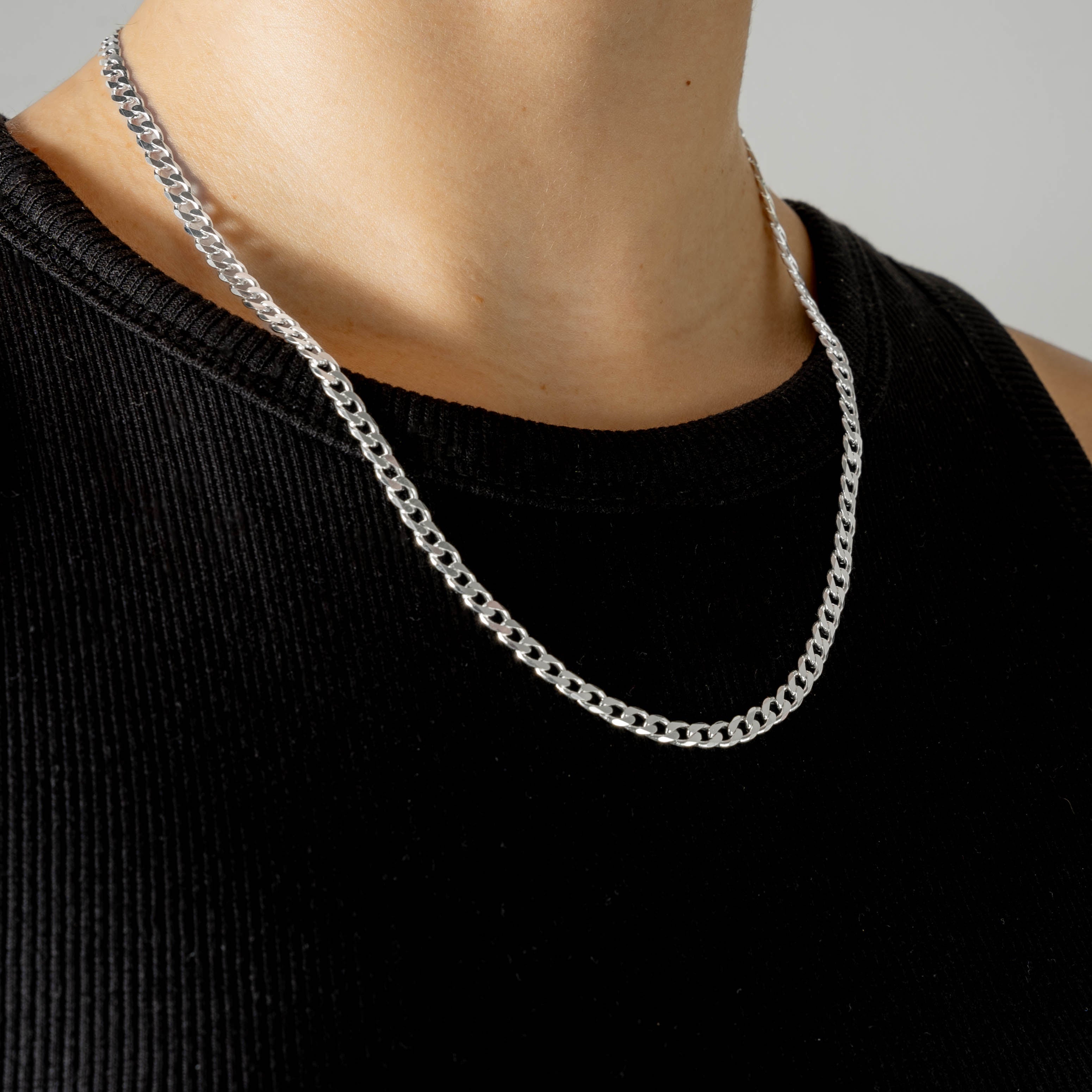 925 Sterling Silber 4.2mm Curb Kette