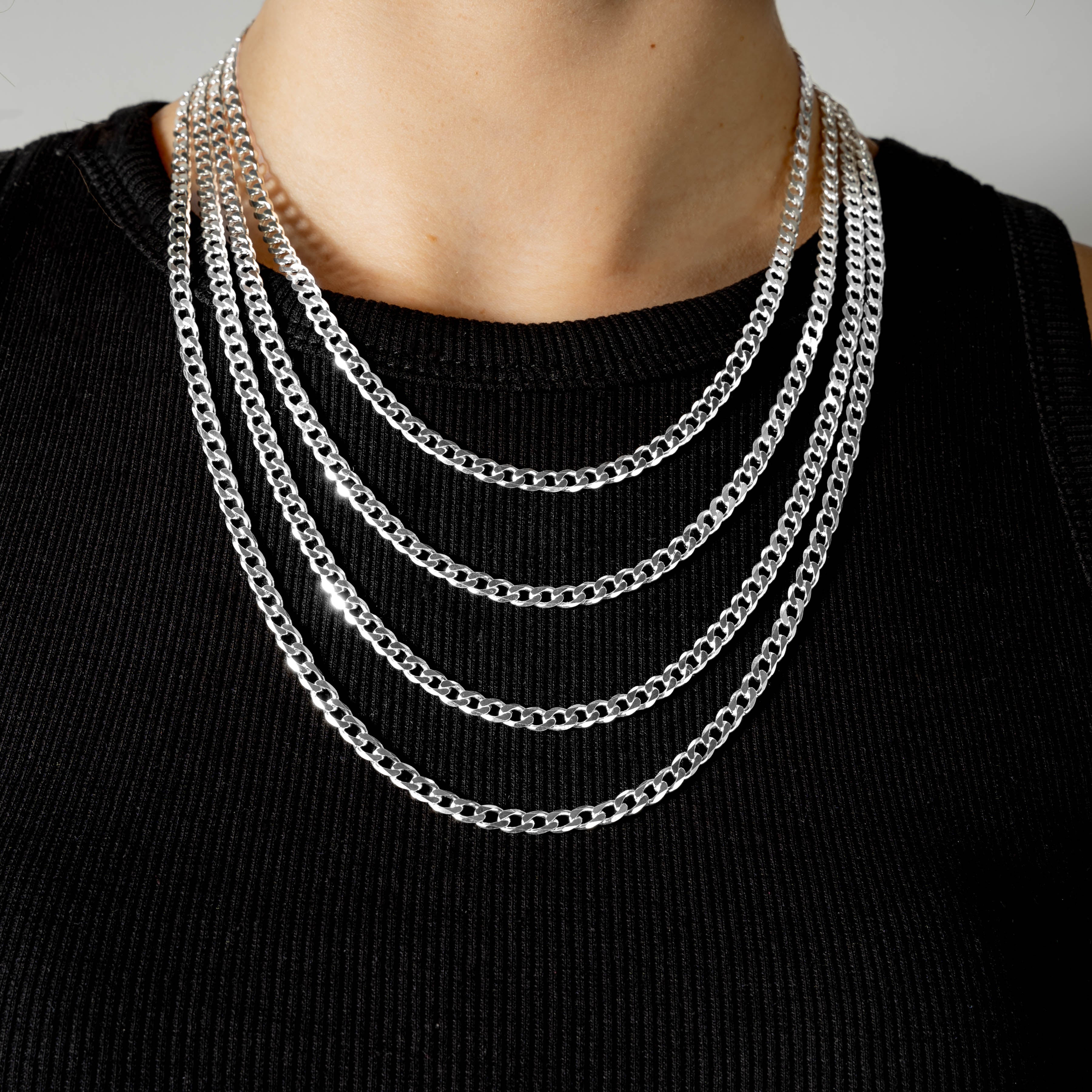 925 Sterling Silber 4.2mm Curb Kette
