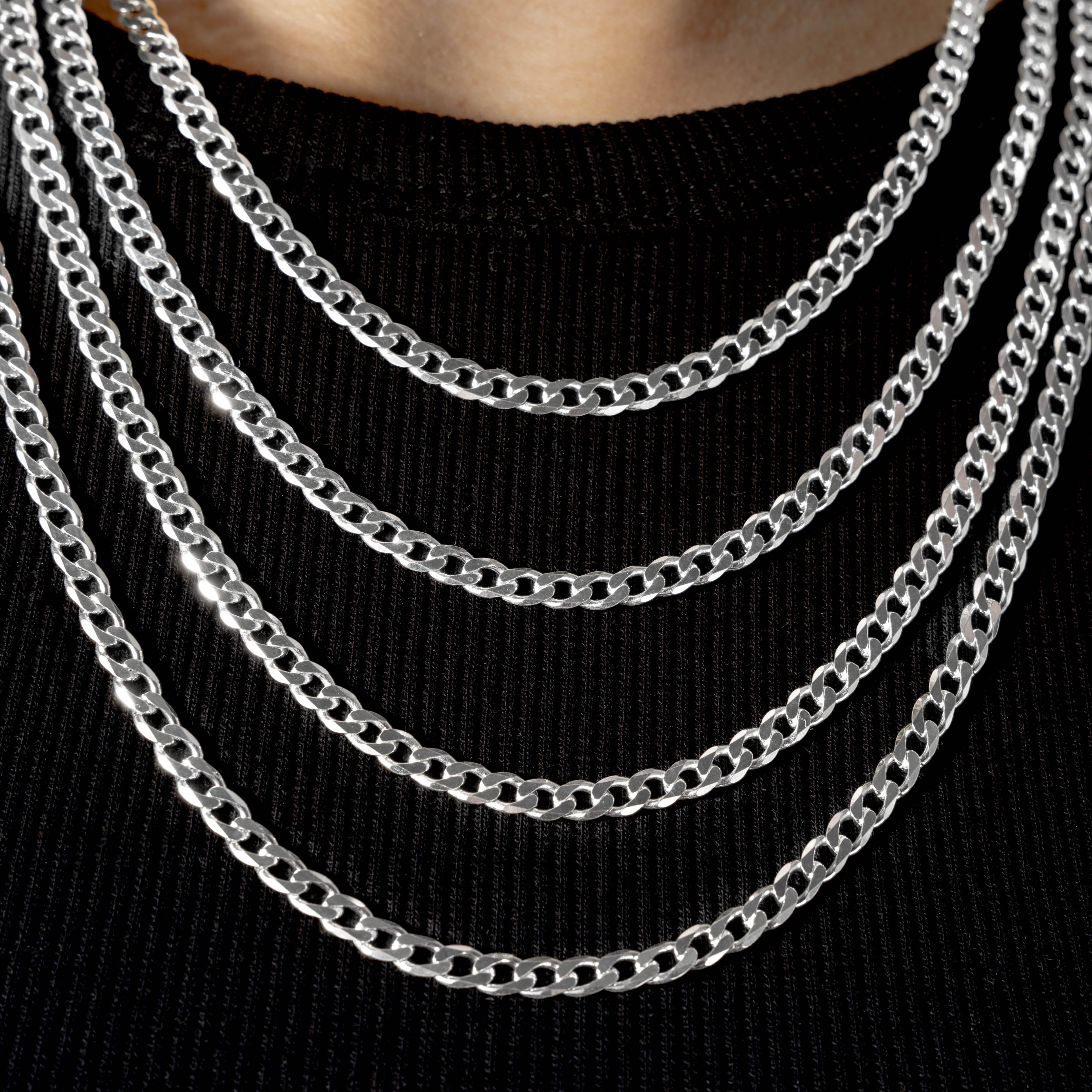 925 Sterling Silber 4.2mm Curb Kette