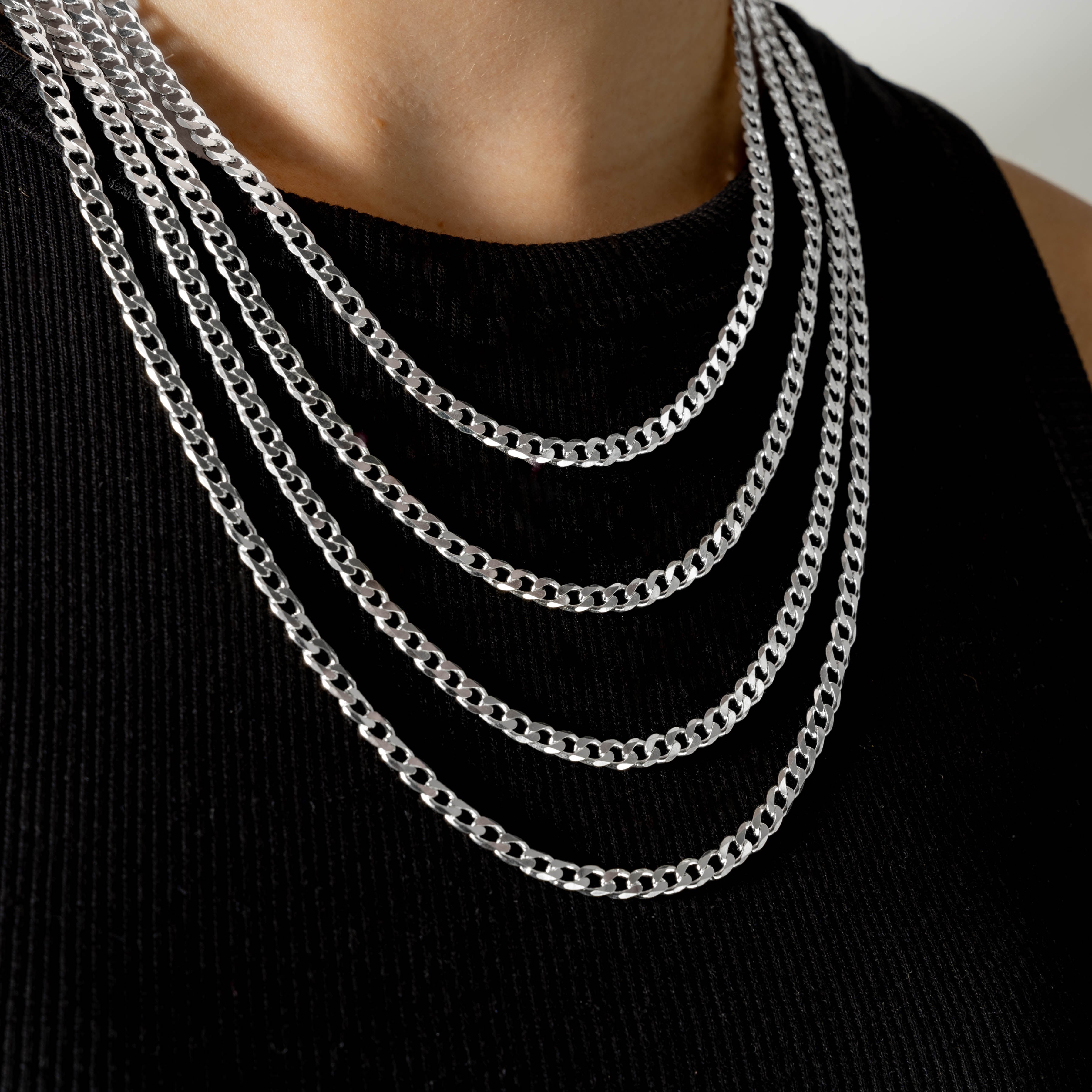 925 Sterling Silber 4.2mm Curb Kette