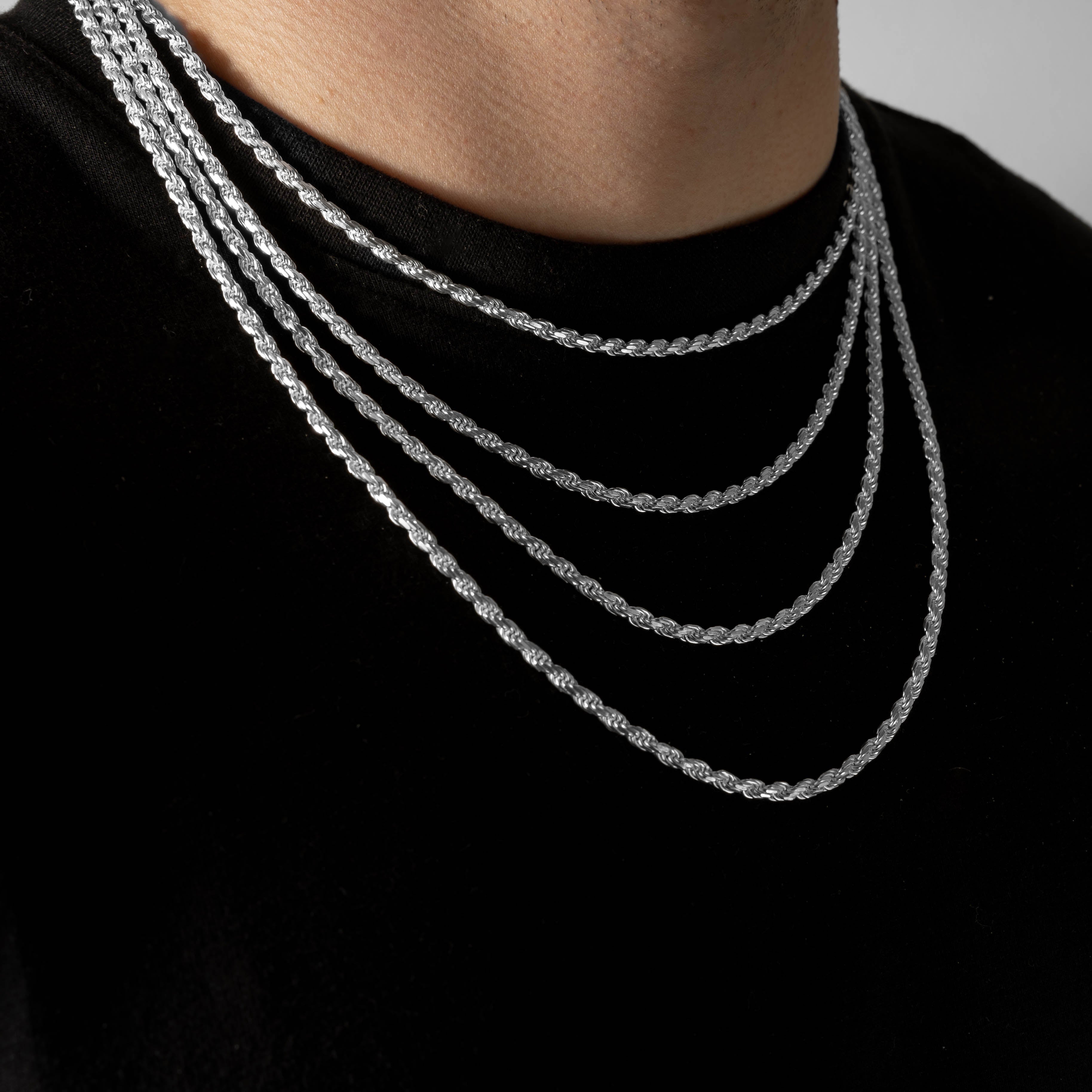 925 Sterling Silber 3.1mm Rope Kette