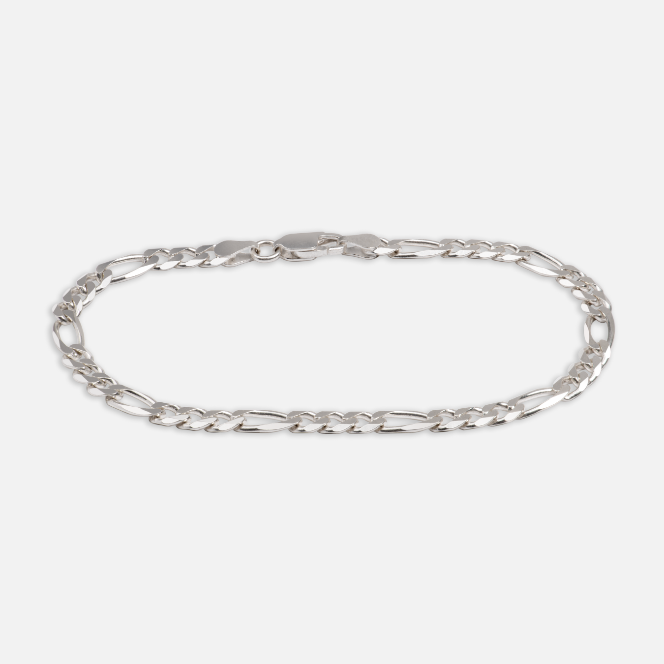 925 Sterling Silver 4.2mm Figaro Bracelet
