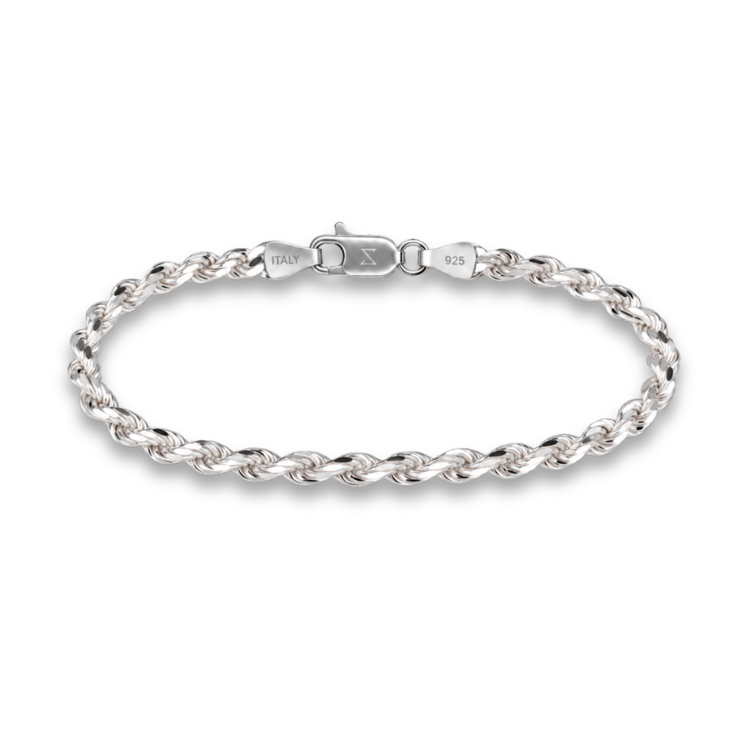 925 Sterling Silver 4.2mm Rope Bracelet