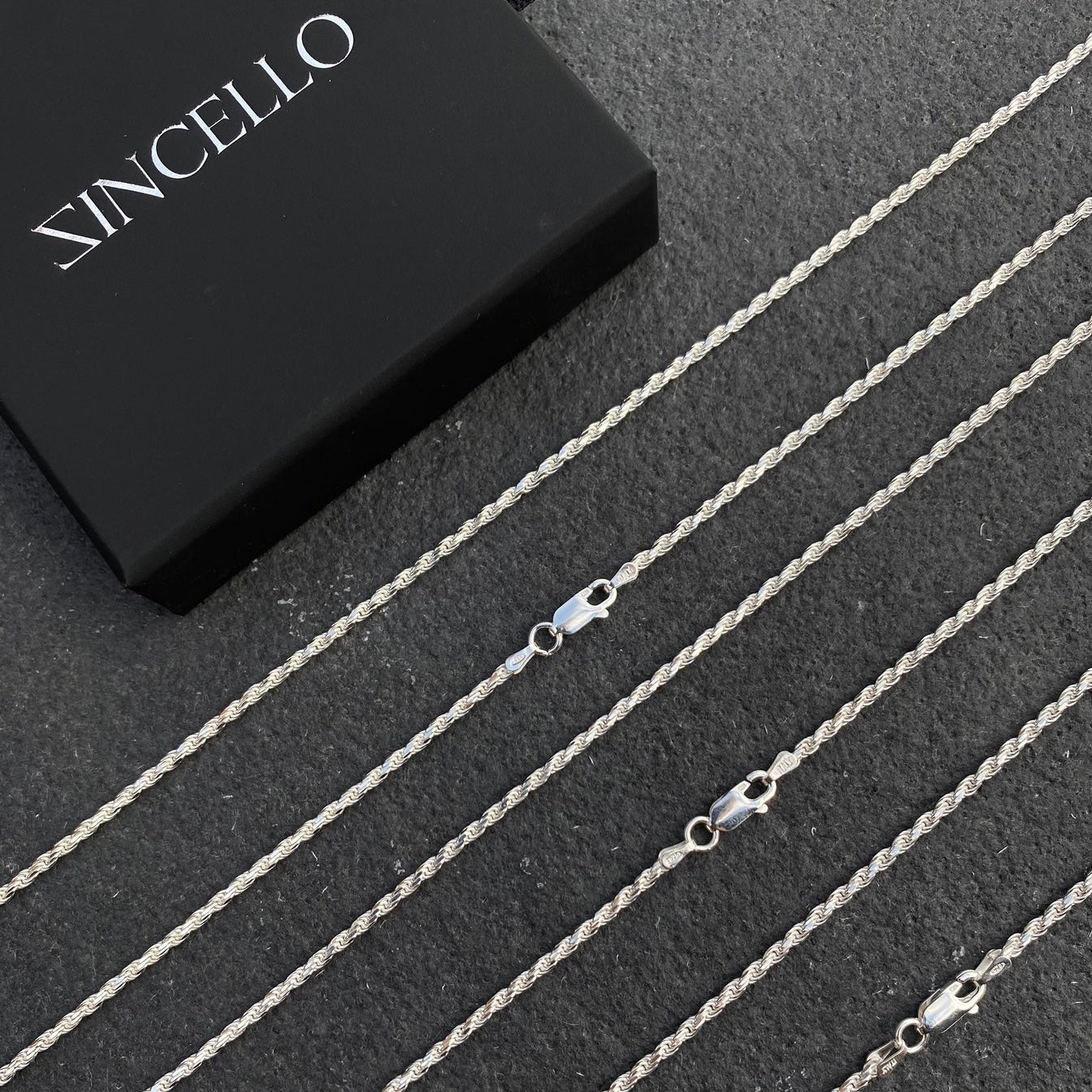 925 Sterling Silber 2.2mm Rope Kette