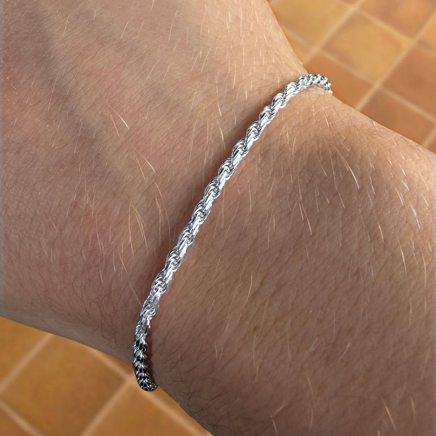 925 Sterling Silver 2.2mm Rope Bracelet