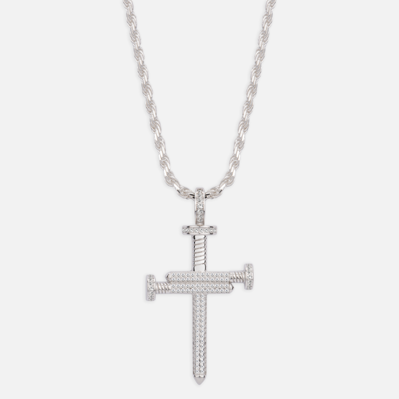 Nagelkreuz-Anhänger aus 925er Sterlingsilber mit Steinbesatz