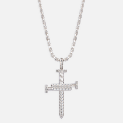 Nagelkreuz-Anhänger aus 925er Sterlingsilber mit Steinbesatz