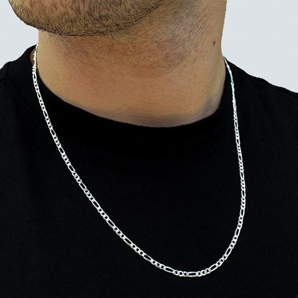925 Sterling Silver 3mm Figaro Chain