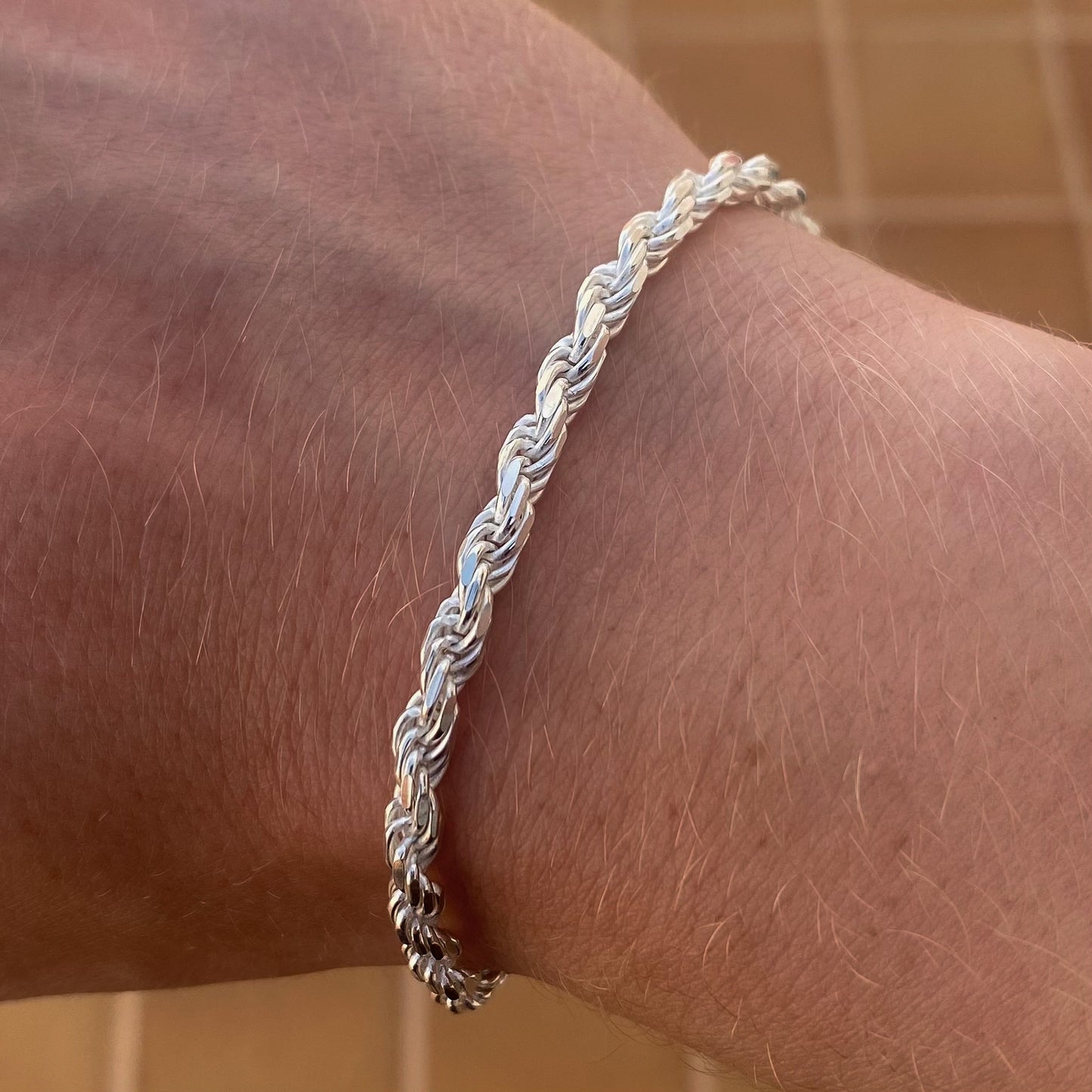 925 Sterling Silver 4.2mm Rope Bracelet