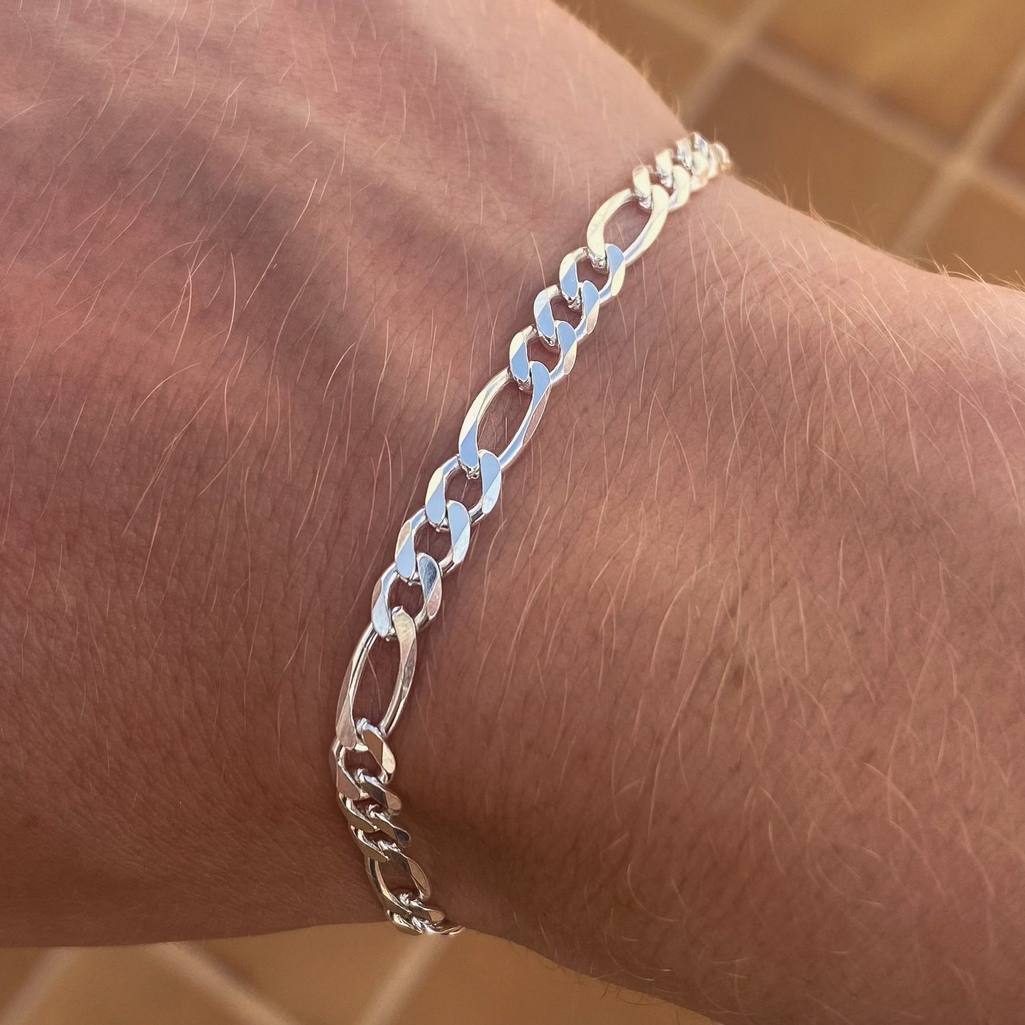 925 Sterling Silber 4.2mm Figaro Armband