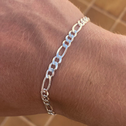 925 Sterling Silber 4.2mm Figaro Armband