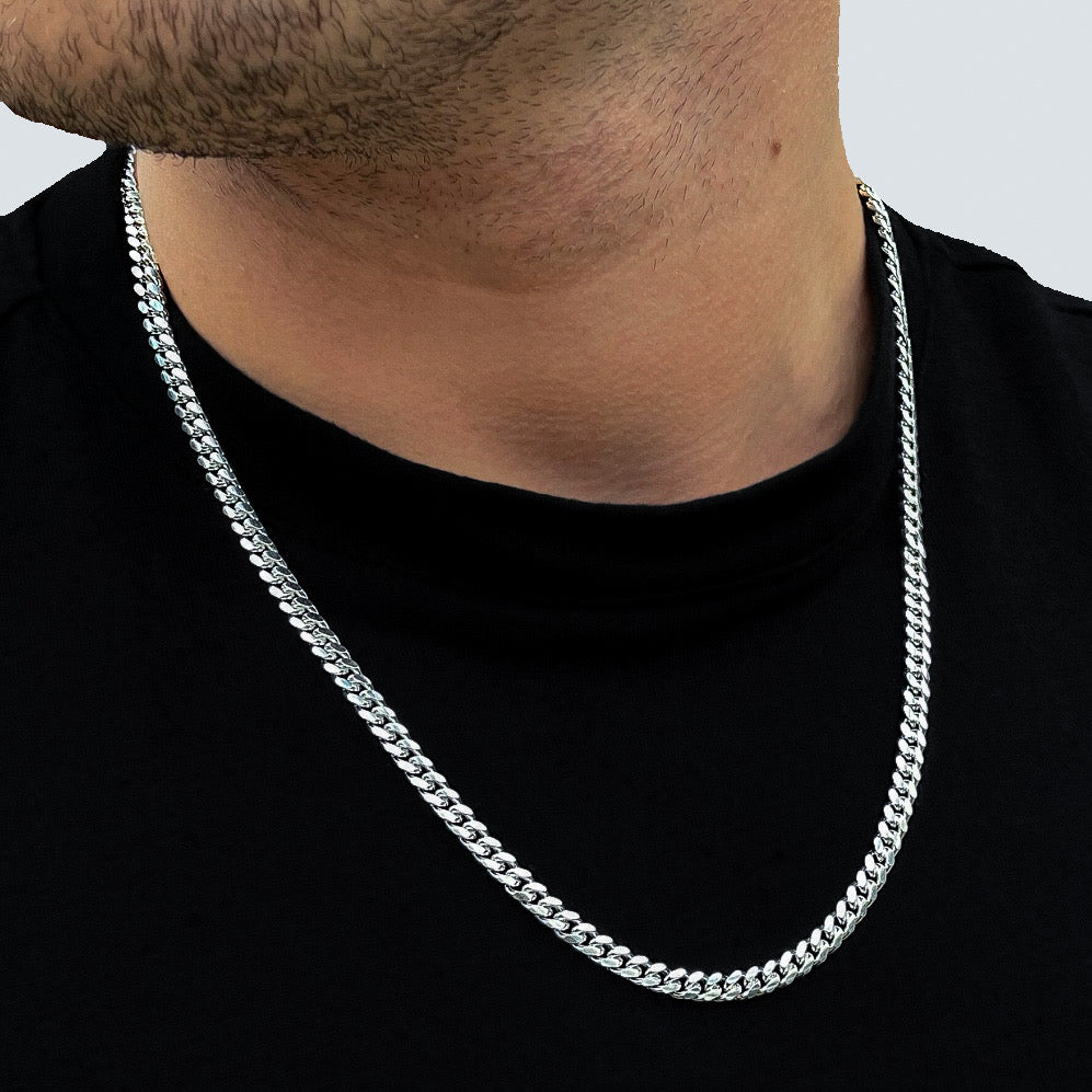 Curb Chain Snake Link Chain Necklace For Men's Sterling Silver
