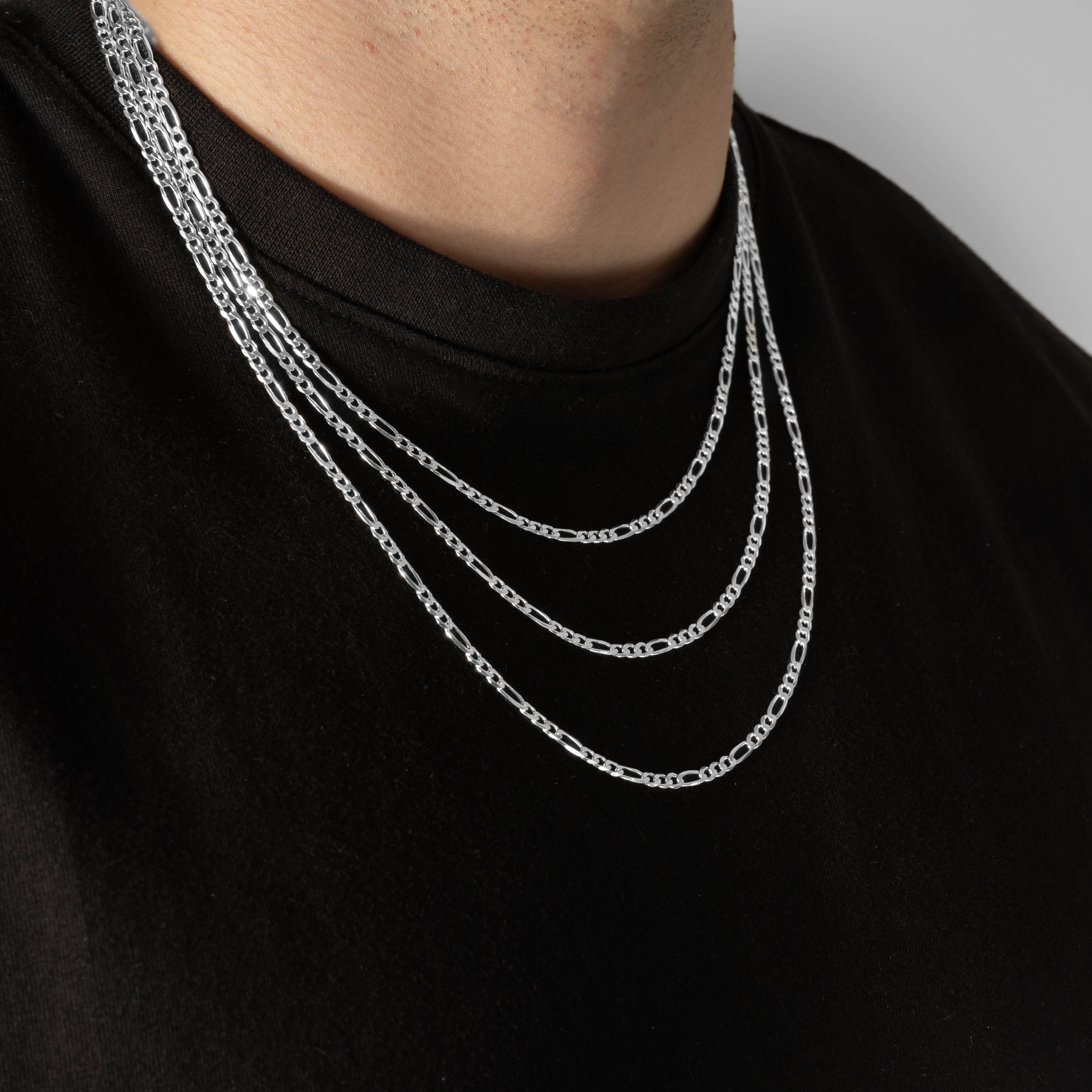 925 Sterling Silver 3mm Figaro Chain