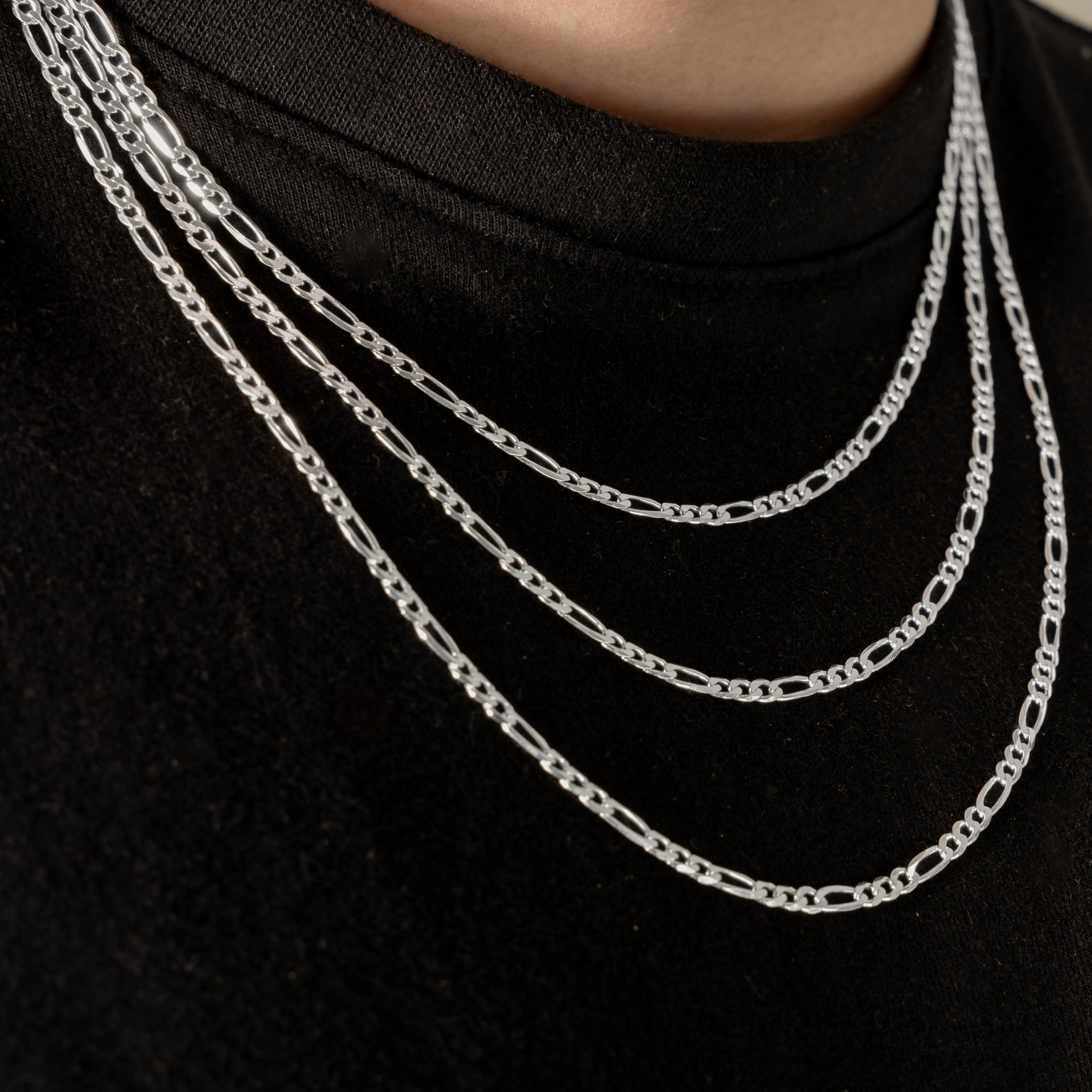 925 Sterling Silver 3mm Figaro Chain