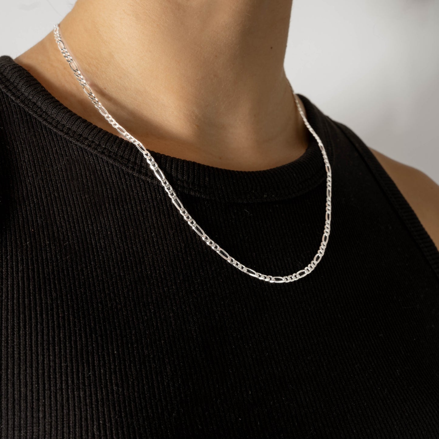 925 Sterling Silber 3mm Figaro Kette