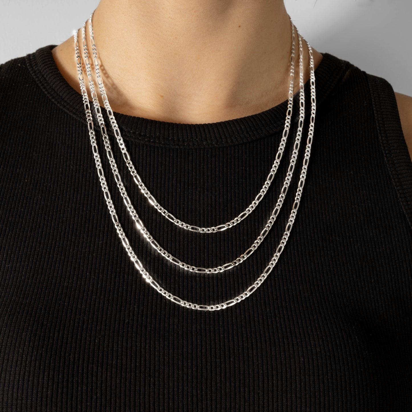 925 Sterling Silber 3mm Figaro Kette