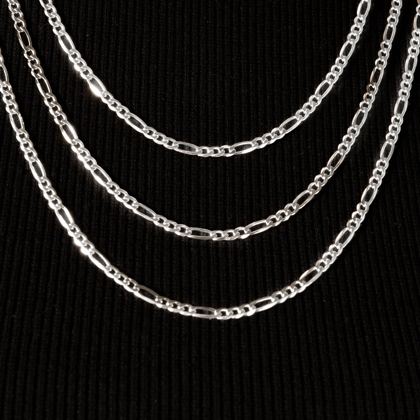 925 Sterling Silber 3mm Figaro Kette