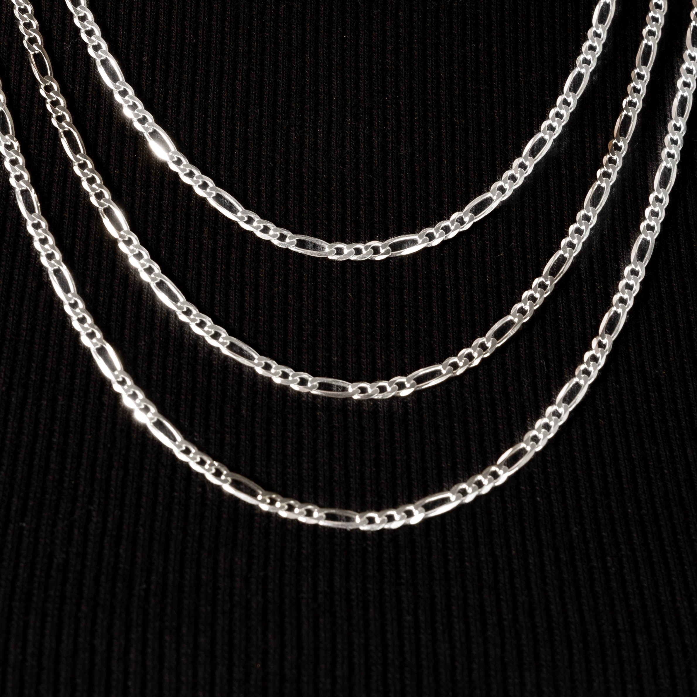 925 Sterling Silver 3mm Figaro Chain