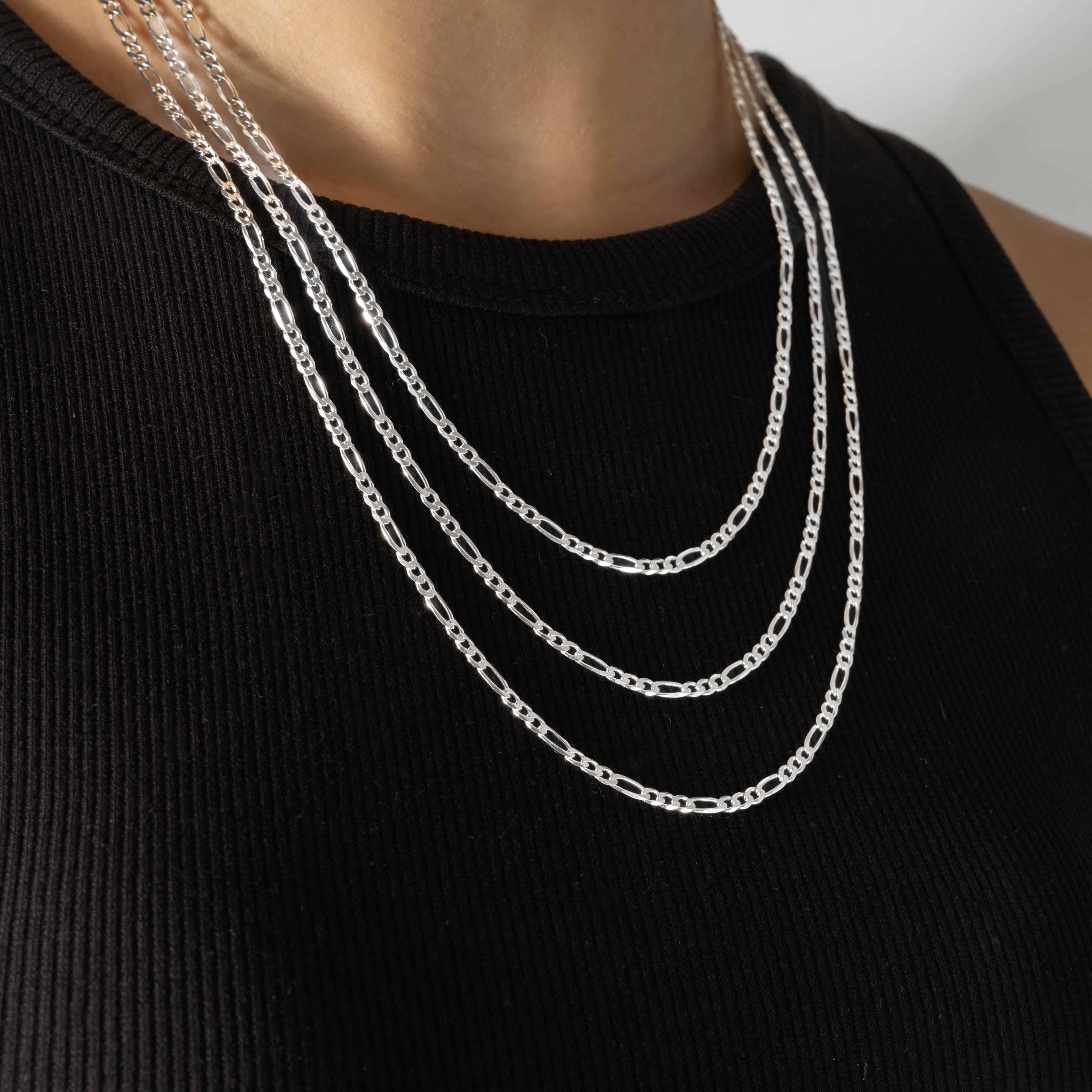 925 Sterling Silver 3mm Figaro Chain