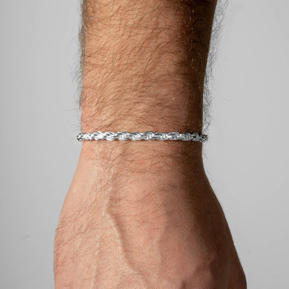 925 Sterling Silver 4.2mm Rope Bracelet
