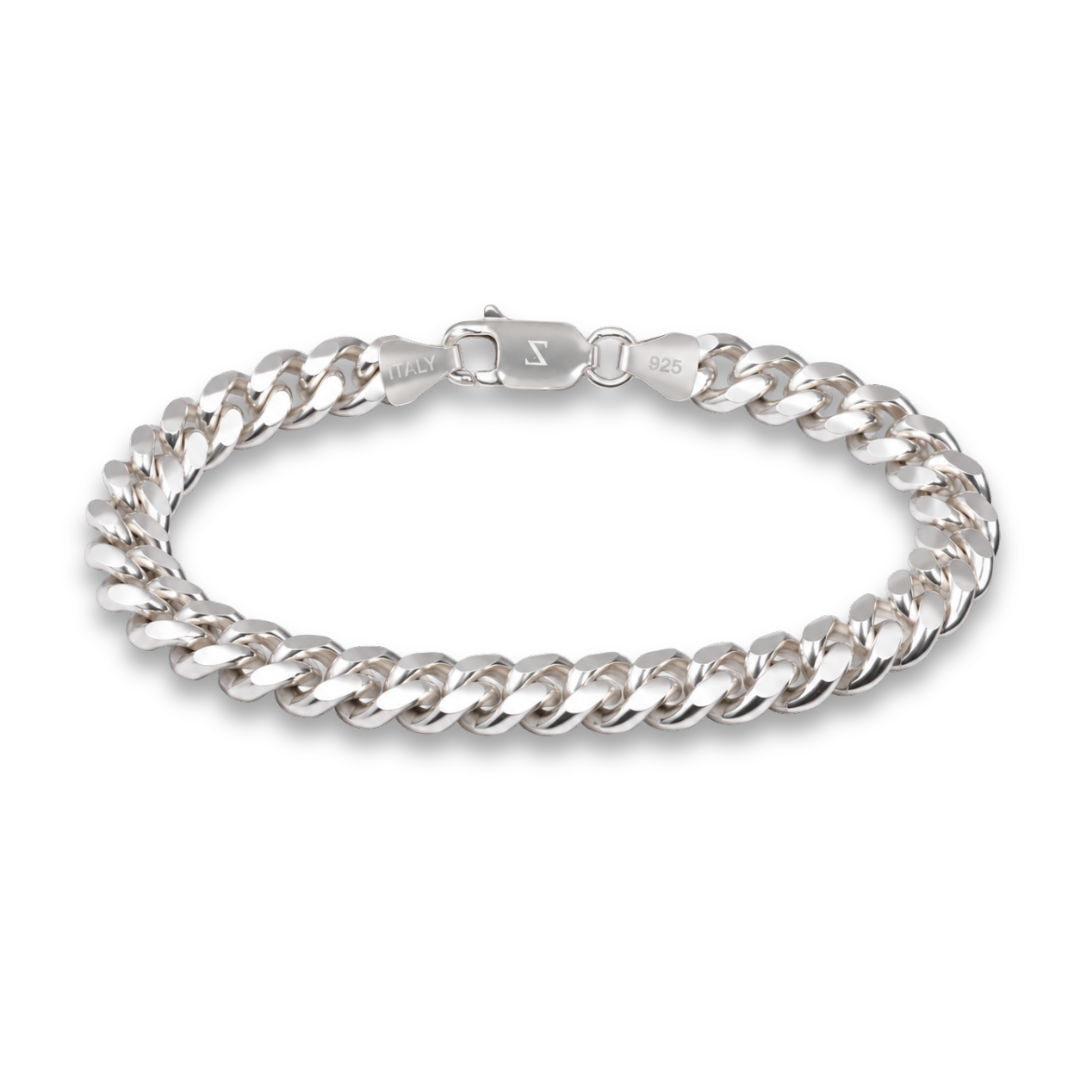 925 Sterling Silver 7.7mm Cuban Bracelet