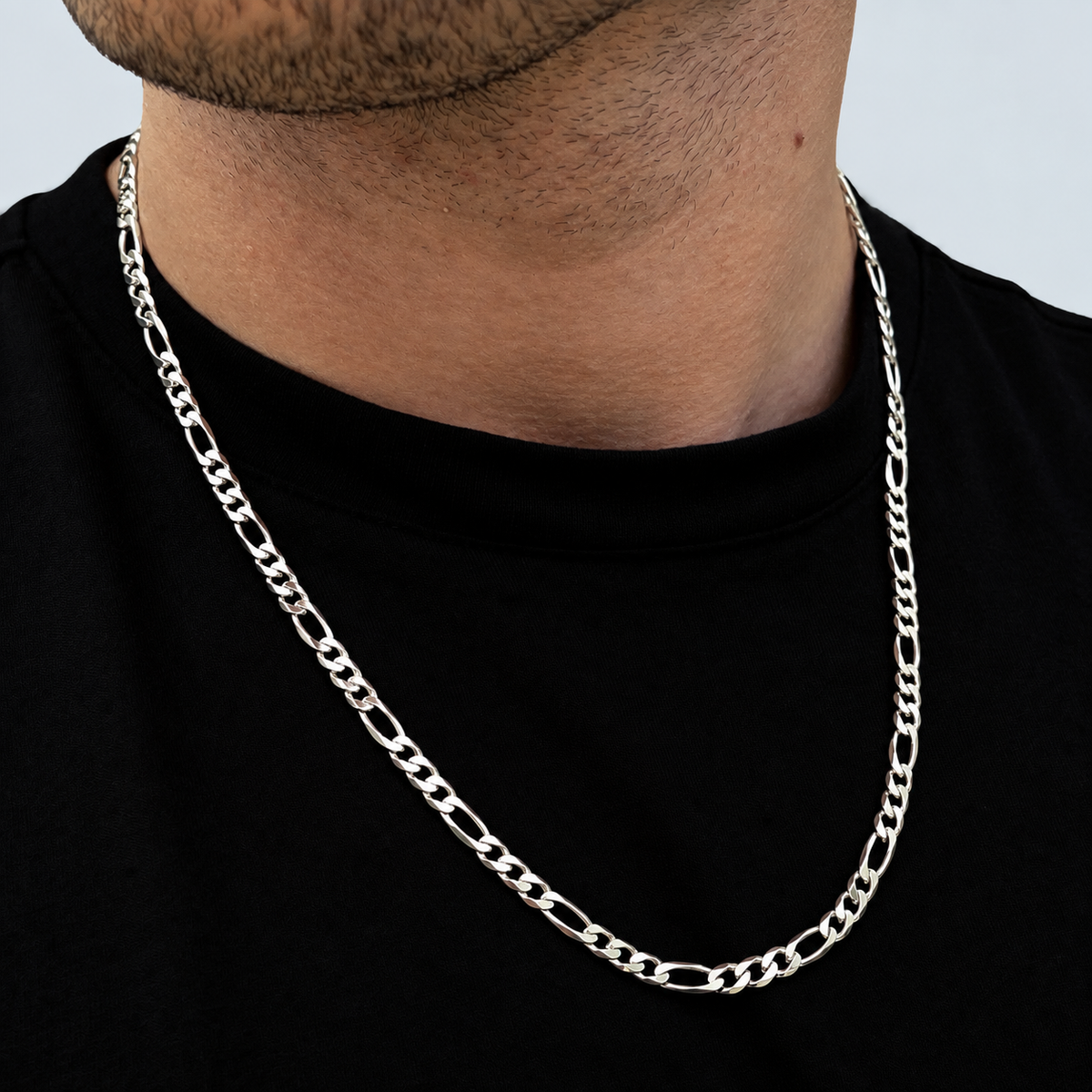 925 Sterling Silver 4.2mm Figaro Chain