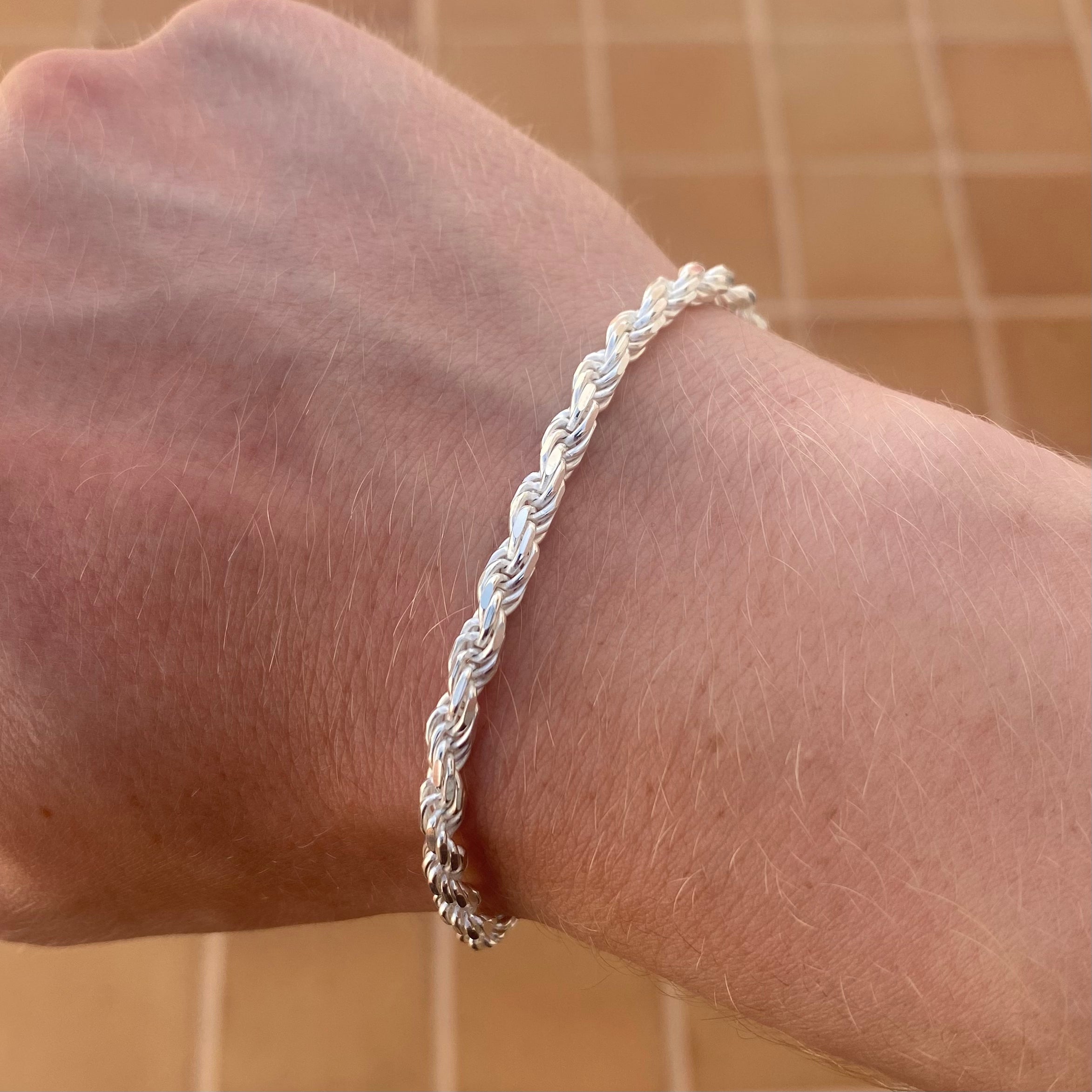 3mm Rope Bracelet - Real 925 Silver – Huerta Jewelry