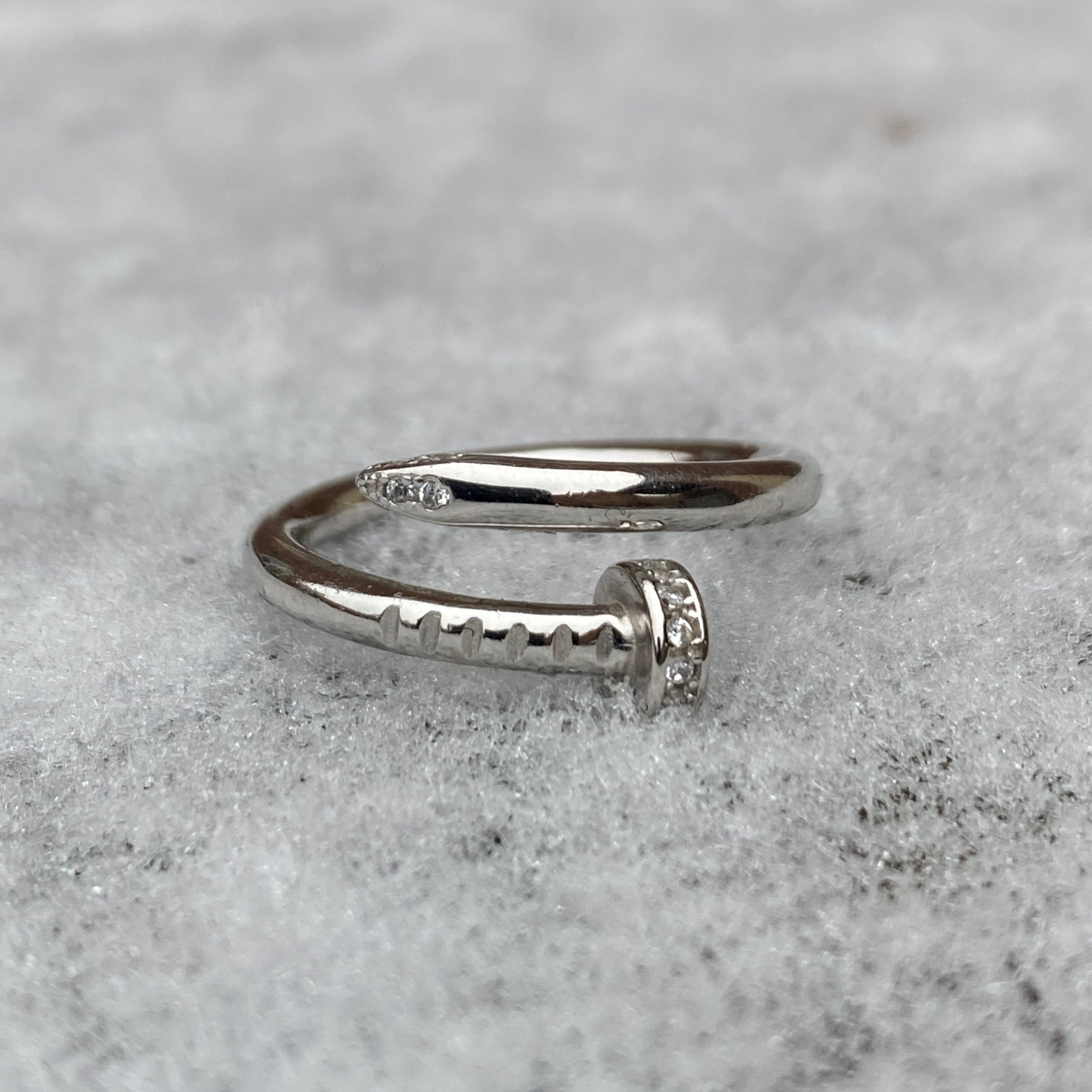 925 Sterling Silver Stone Set Nail Ring